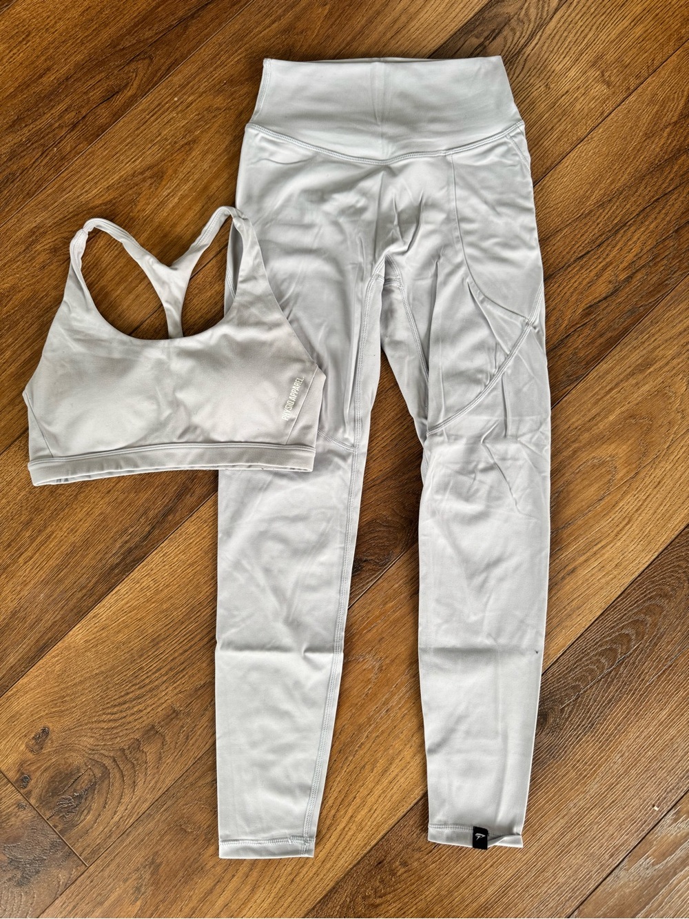 Physiq Apparel Light Gray Active Leggings and Sports Bra Set